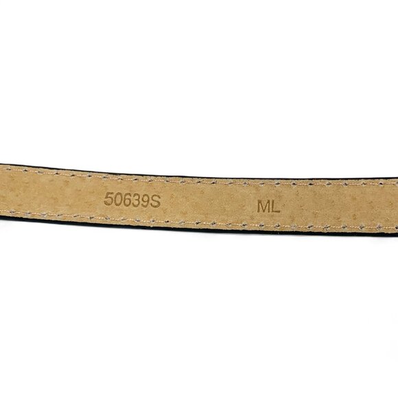 Black Slider Belt With Brushed Silver Metal Clasp Adjustable Leather Lined M/L - Picture 5 of 6